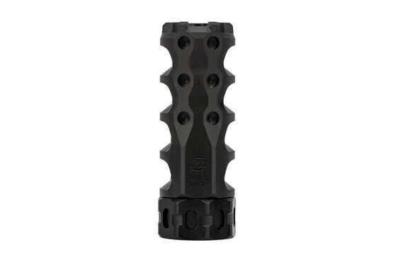 Precision Armament HYPERTAP 6.5 muzzle brake with integrated muzzle nut for easy installation in black